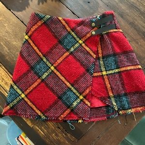 UO Huntley Wool Plaid Mini Skirt -Size S